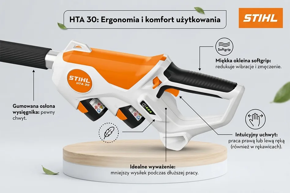STIHL HTA 30 — ergonomiczny uchwyt sterujący softgrip